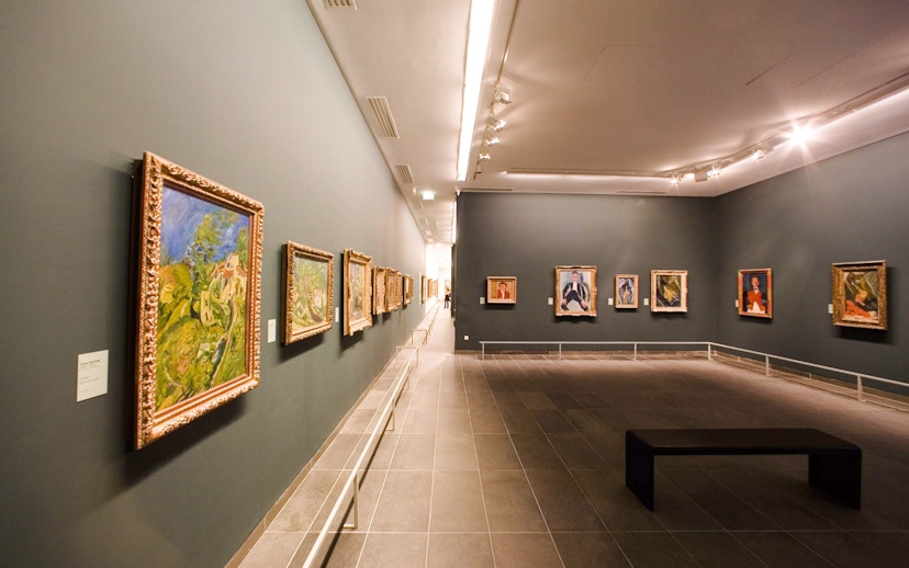 Paintings displayed in a gallery at the Orangerie Museum, Paris.