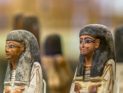 Ancient Egyptian figurines at National Museum of Egyptian Civilization, Cairo.