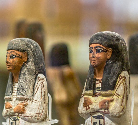 Ancient Egyptian figurines at National Museum of Egyptian Civilization, Cairo.