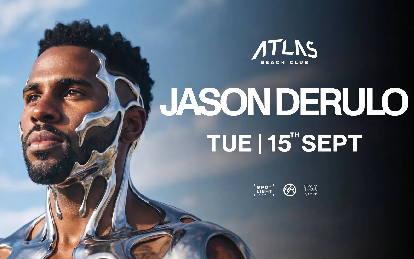 Promotional poster for Jason Derulo event at Atlas Beach Club on September 15th.