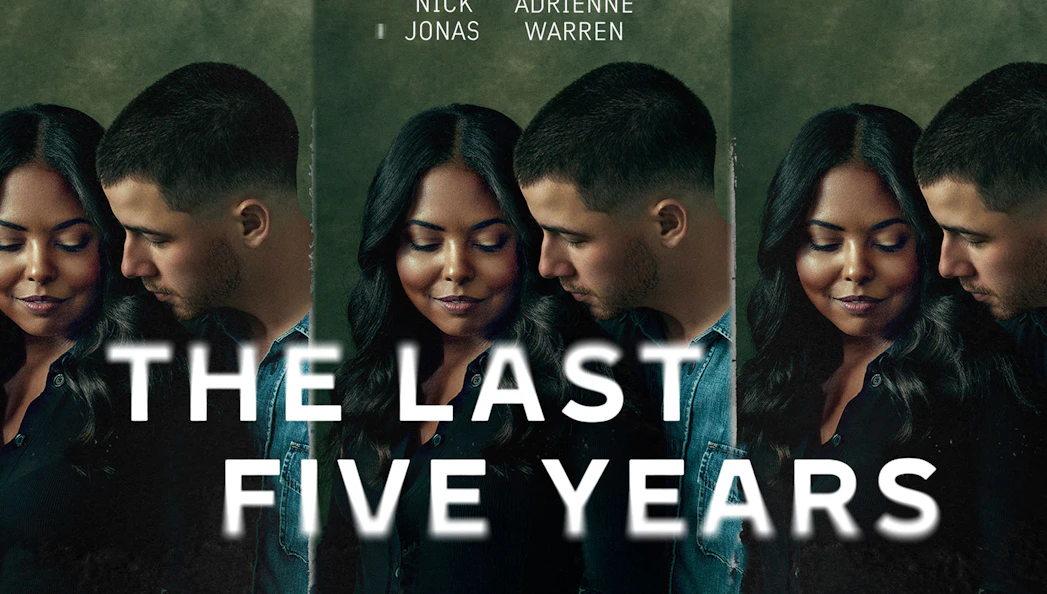 Couple standing close with "The Last Five Years" text overlay.