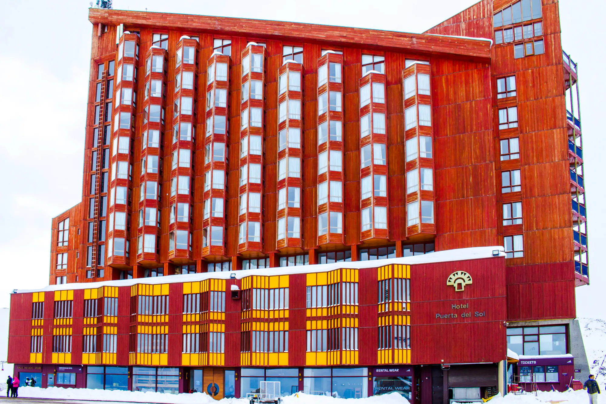 Hotel Puerta del Sol at Valle Nevado ski resort, Santiago tour.