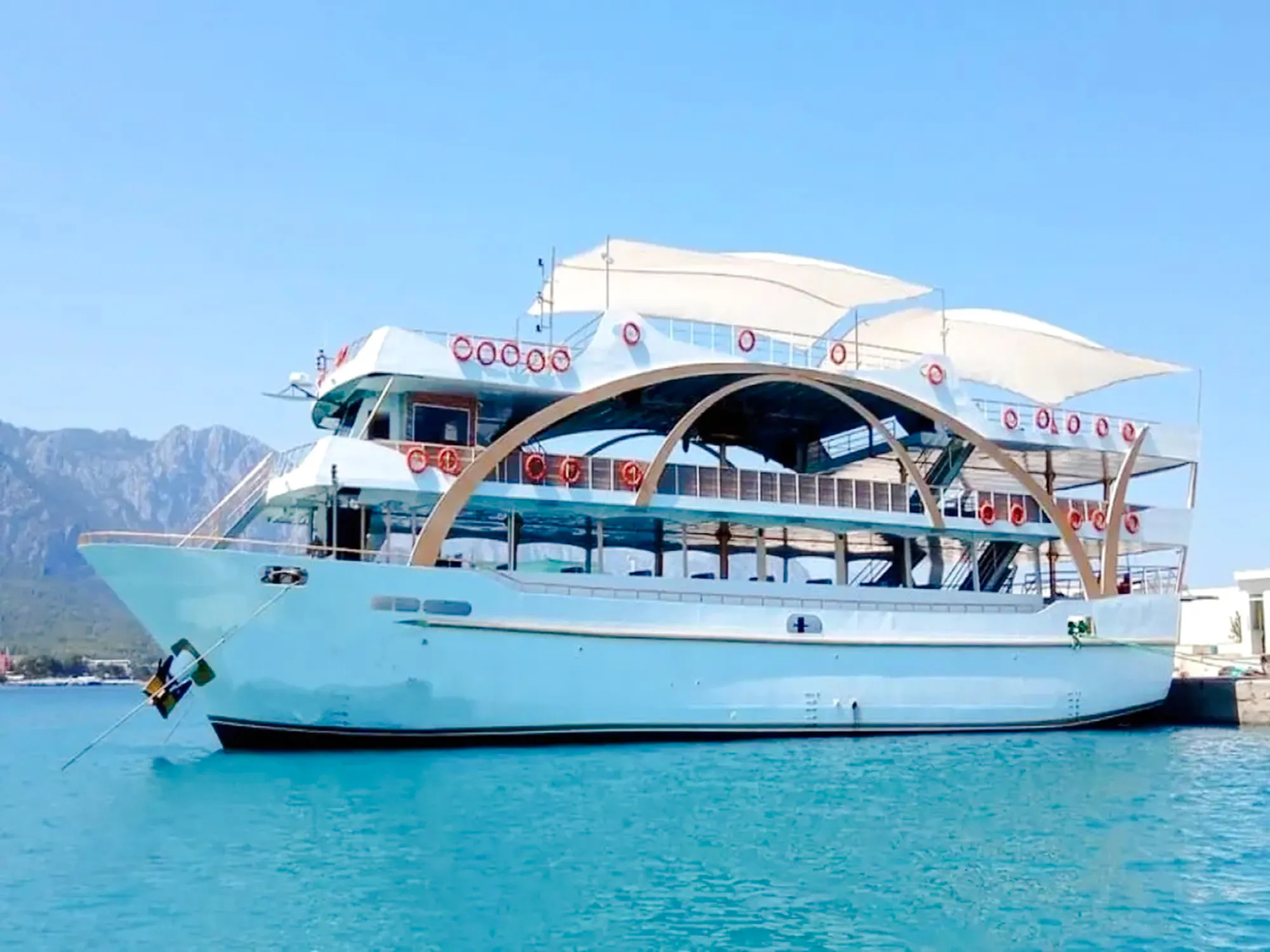 Antalya Mega Yacht Cruise to Kemer Coast with Lunch and Hotel Transfers