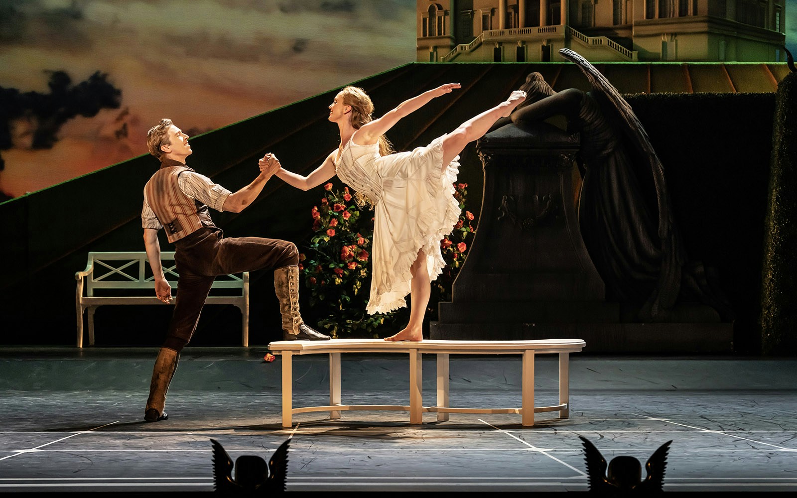 Dancers performing in Matthew Bourne's Sleeping Beauty ballet.