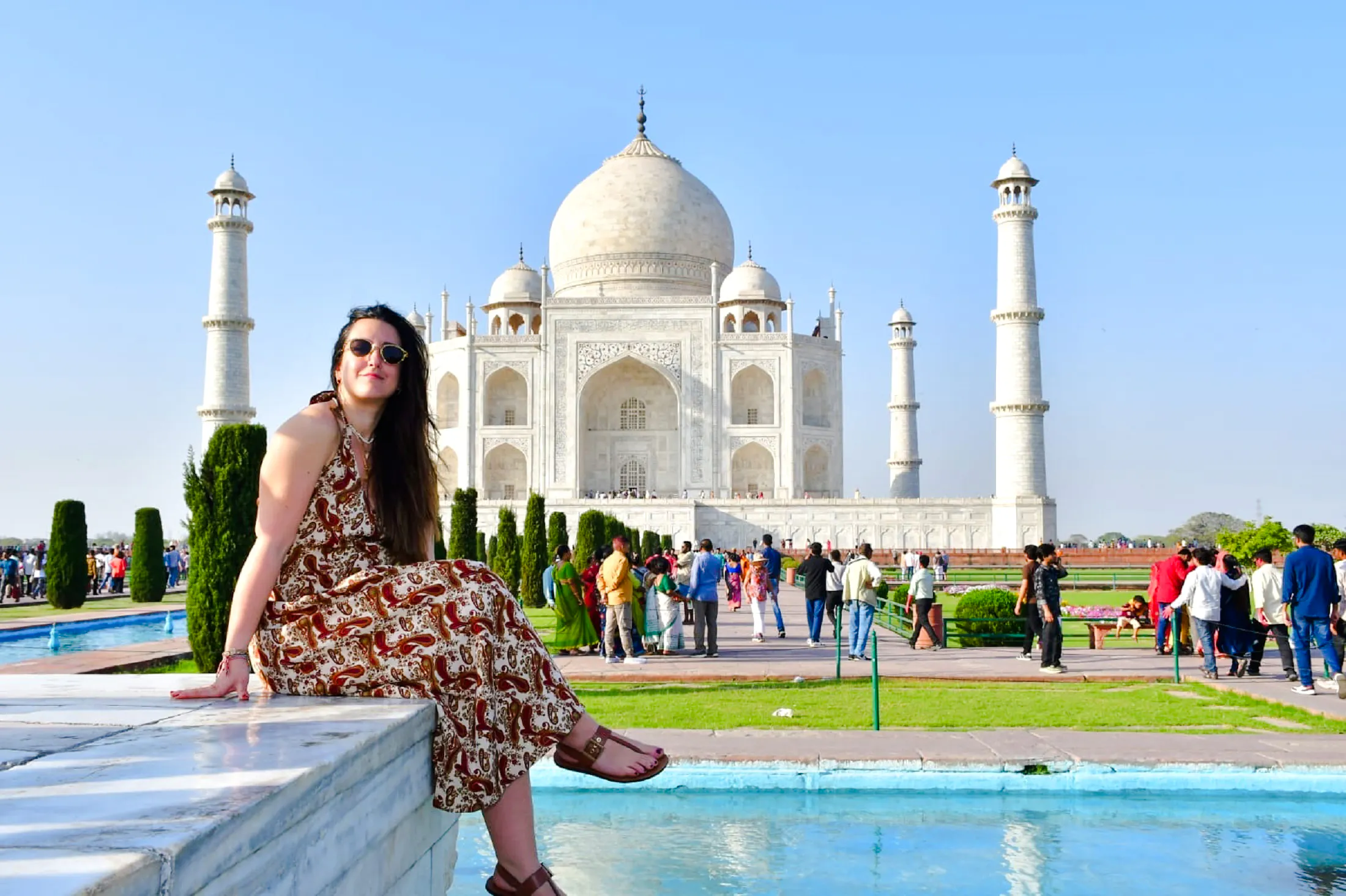 Visitor at Taj Mahal with fast-track entry, Agra.