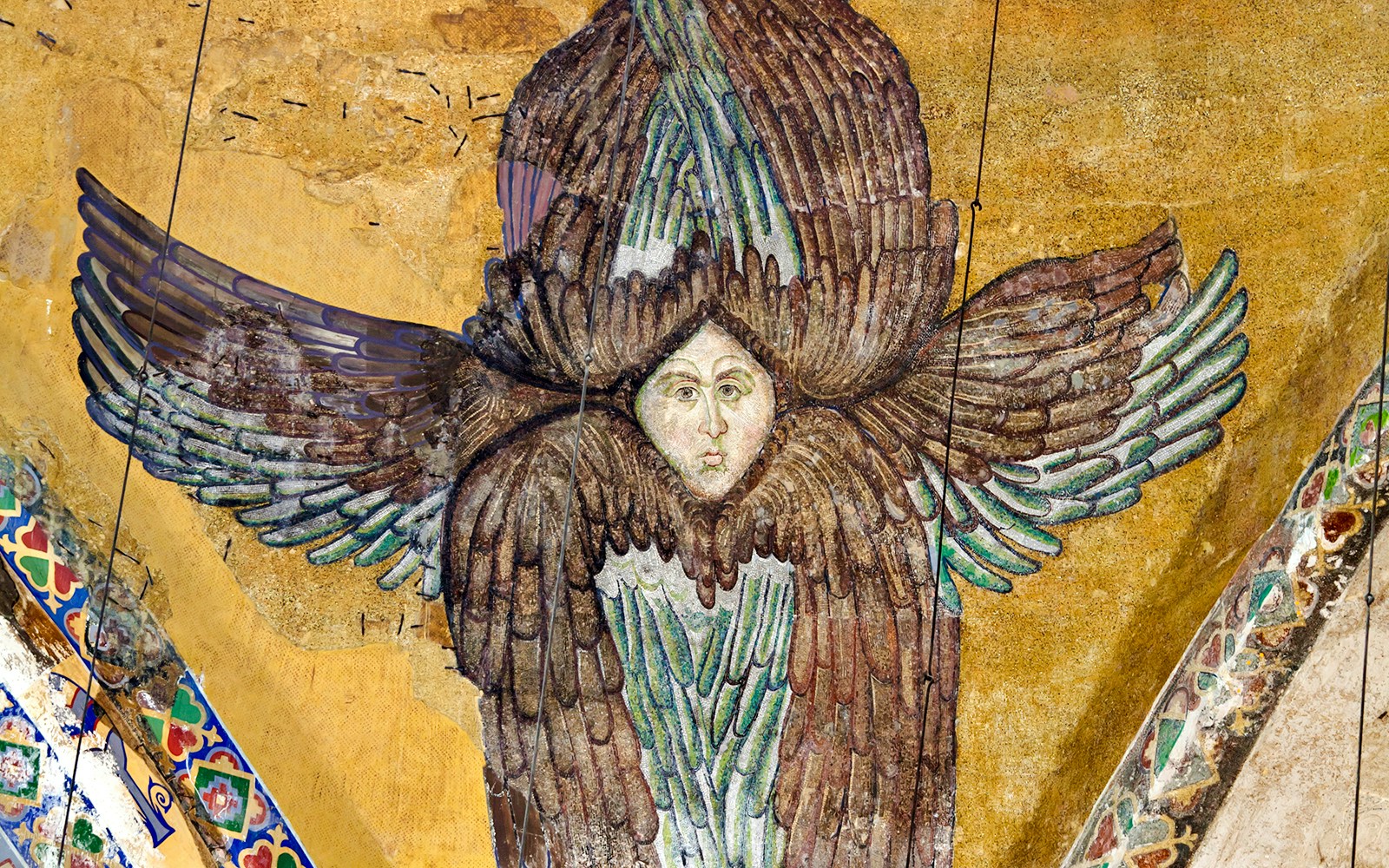 Seraphim mosaic with six wings in Hagia Sophia, Istanbul.