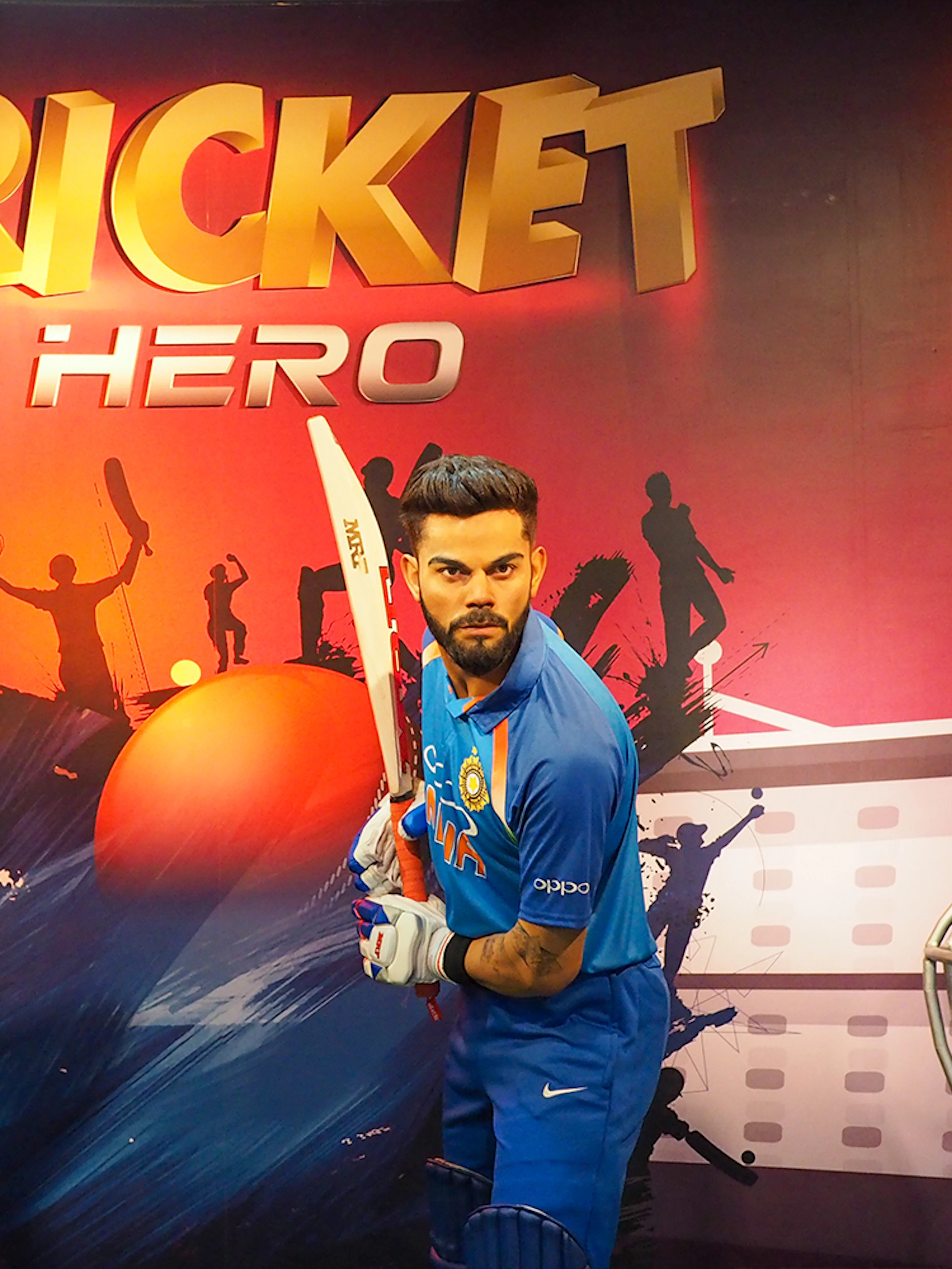 Cricketer wax figure at Madame Tussauds Bangkok exhibit.
