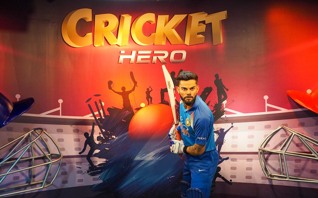 Cricketer wax figure at Madame Tussauds Bangkok exhibit.