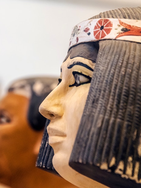 Rahotep and Nofret statues at the Egyptian Museum, Cairo.