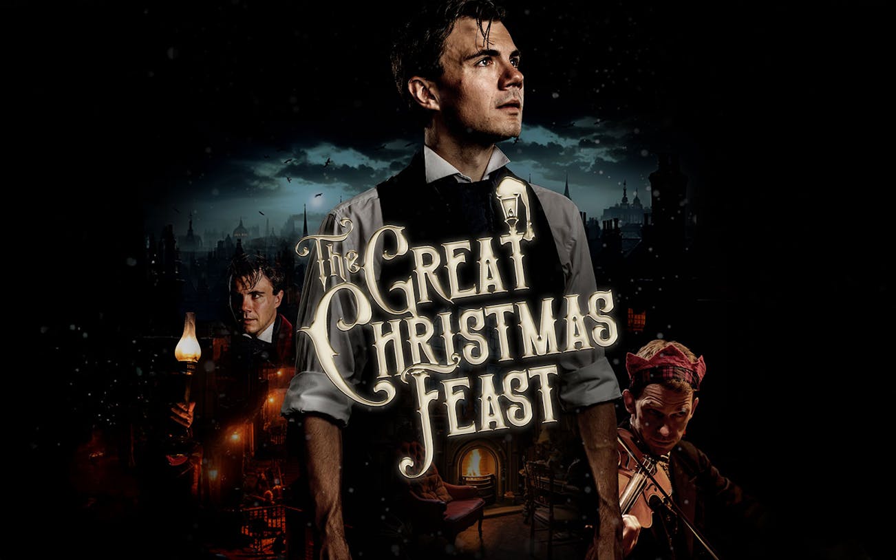 The Great Christmas Feast event poster with Victorian theme and characters.