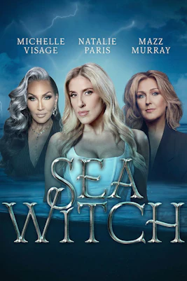 Sea Witch West End show poster with three cast members against a stormy sea backdrop.
