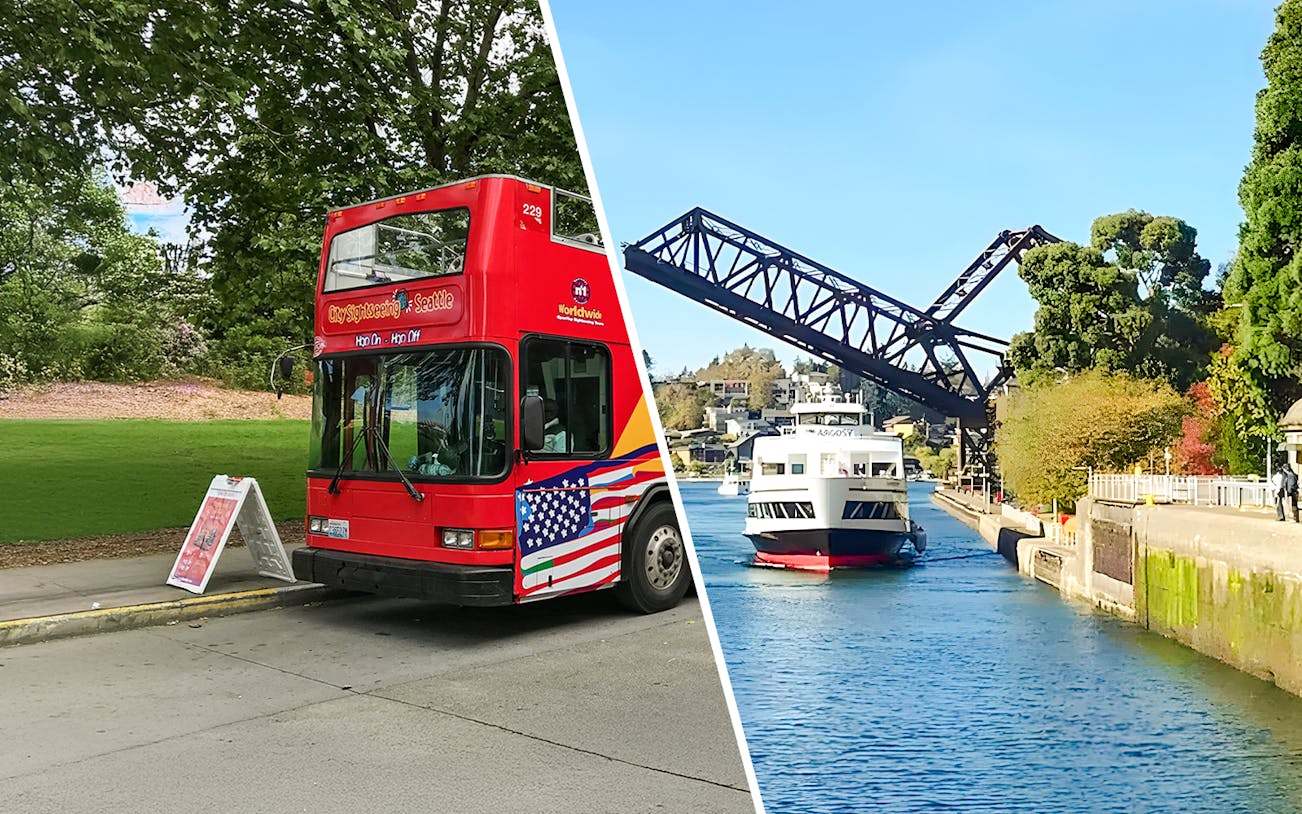 Hop on hop off bus tour of Seattle with Locks cruises