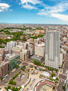 Aerial view of Sapporo cityscape from JR Tower Observation Deck T38.
