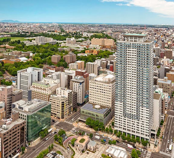 Aerial view of Sapporo cityscape from JR Tower Observation Deck T38.
