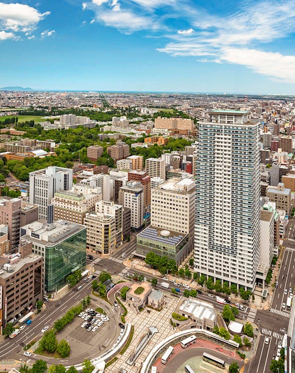 Aerial view of Sapporo cityscape from JR Tower Observation Deck T38.