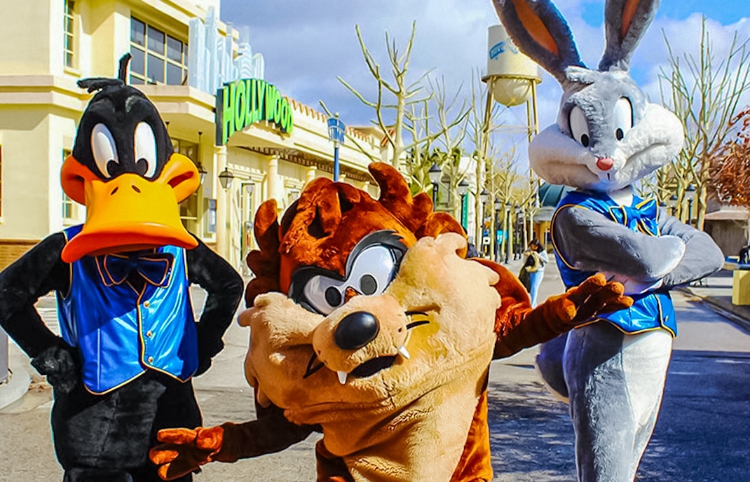 Parque Warner Madrid roller coaster with Superman theme in San Martín de la Vega, Spain.