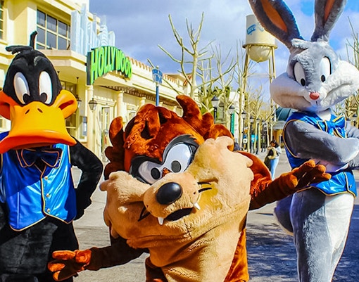 Parque Warner Madrid roller coaster with Superman theme in San Martín de la Vega, Spain.