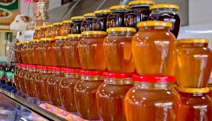 Garston Hunny Shop interior with an assortment of honey from Queenstown's Milford Sound.