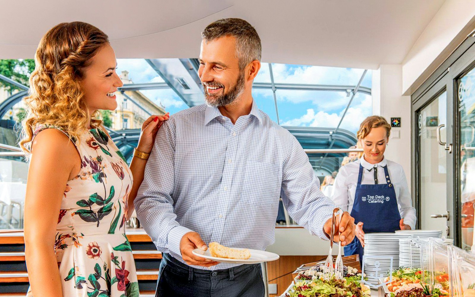 Guests having lunch at 2-Hour Vltava River Sightseeing Cruise