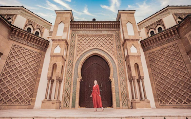 Ornate entrance of a historic building in Agadir during a guided city tour.