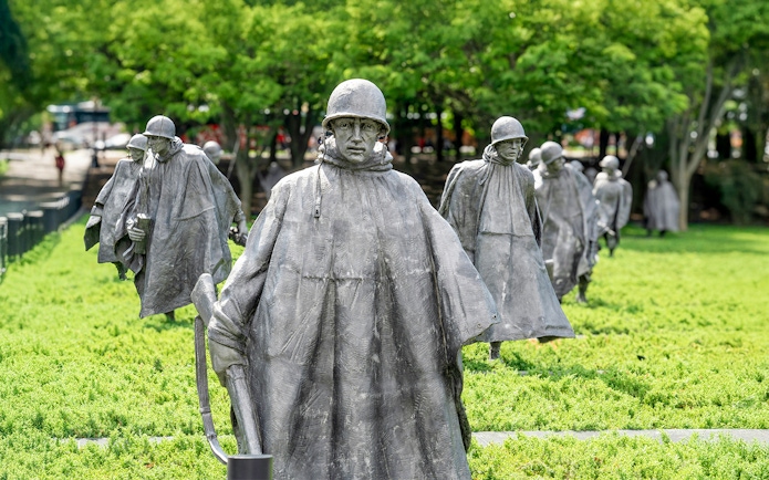 Statues of soldiers at Korean War Veterans Memorial, Ohio Drive Southwest, Washington, DC.