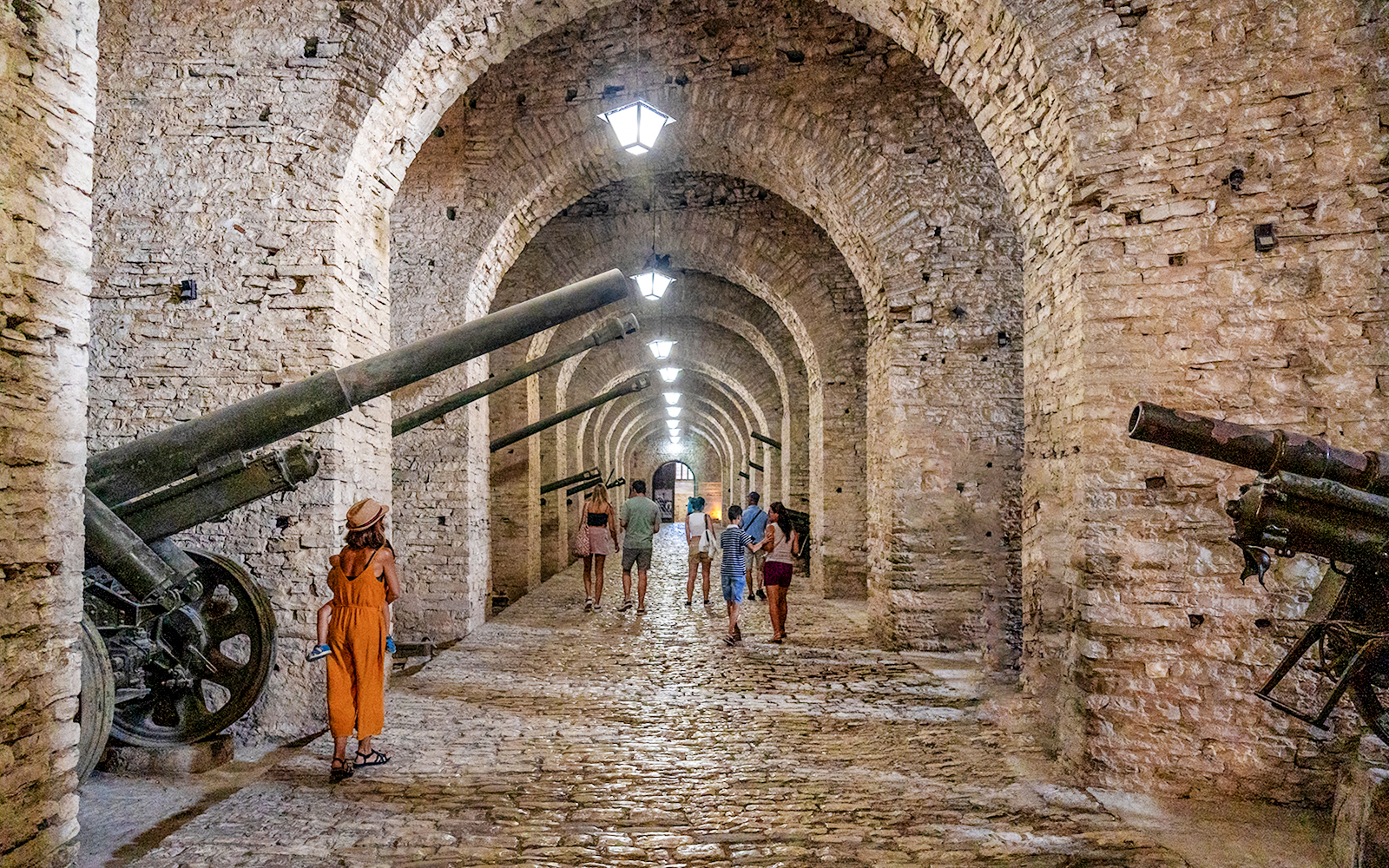 Interiors with cannons in the Ottoman castle of Gjirokaster, Albania.