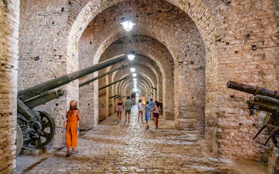 Interiors with cannons in the Ottoman castle of Gjirokaster, Albania.