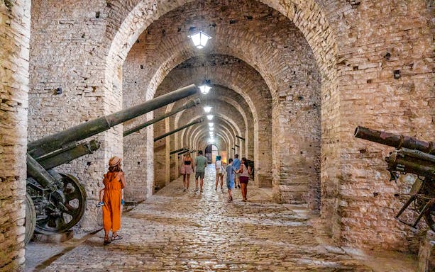 Interiors with cannons in the Ottoman castle of Gjirokaster, Albania.