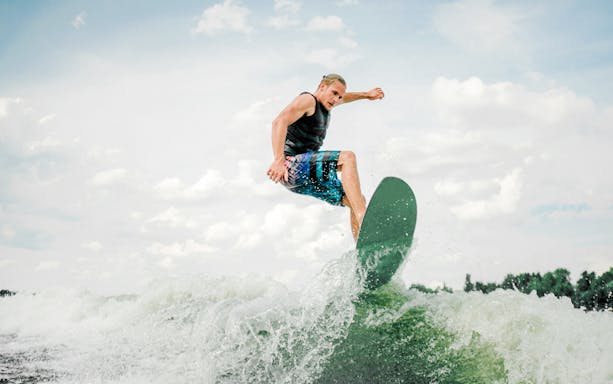 Wakeboarding on waves in Dubai.