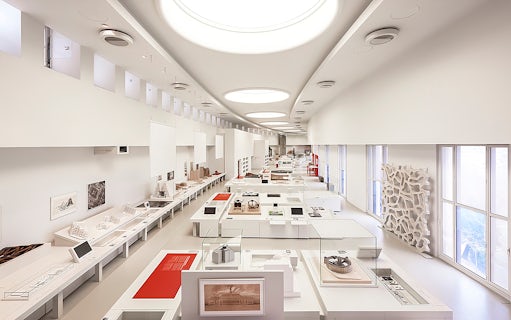 Exhibition hall with architectural models at City of Architecture & Heritage.