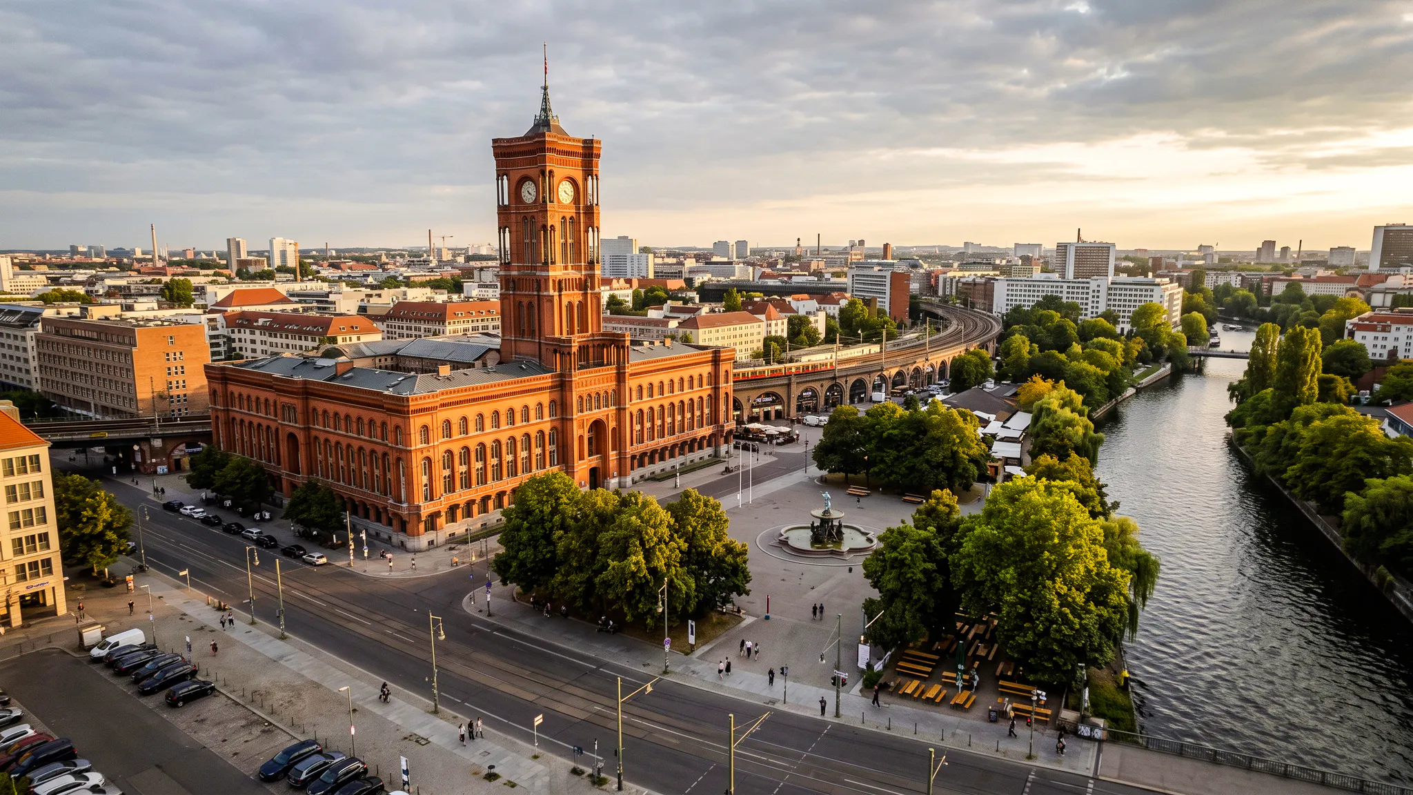 Rotes Rathaus and Spree River view on Berlin's Oktoberfest Breweries walking tour.