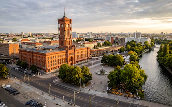 Rotes Rathaus and Spree River view on Berlin's Oktoberfest Breweries walking tour.