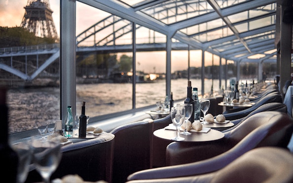 Dinner cruise on the Seine with Eiffel Tower view, Paris.