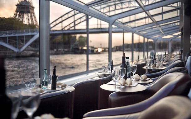 Inside view of the Dinner cruise on the seine in paris