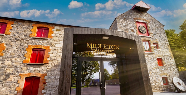 Jameson Distillery Midleton tour entrance with historic brick building in County Cork, Ireland.