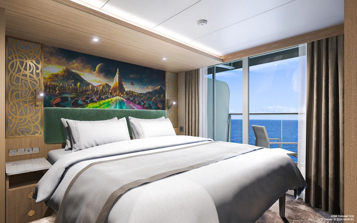 Concierge Family Stateroom with oceanview verandah on Disney Adventure Cruise.