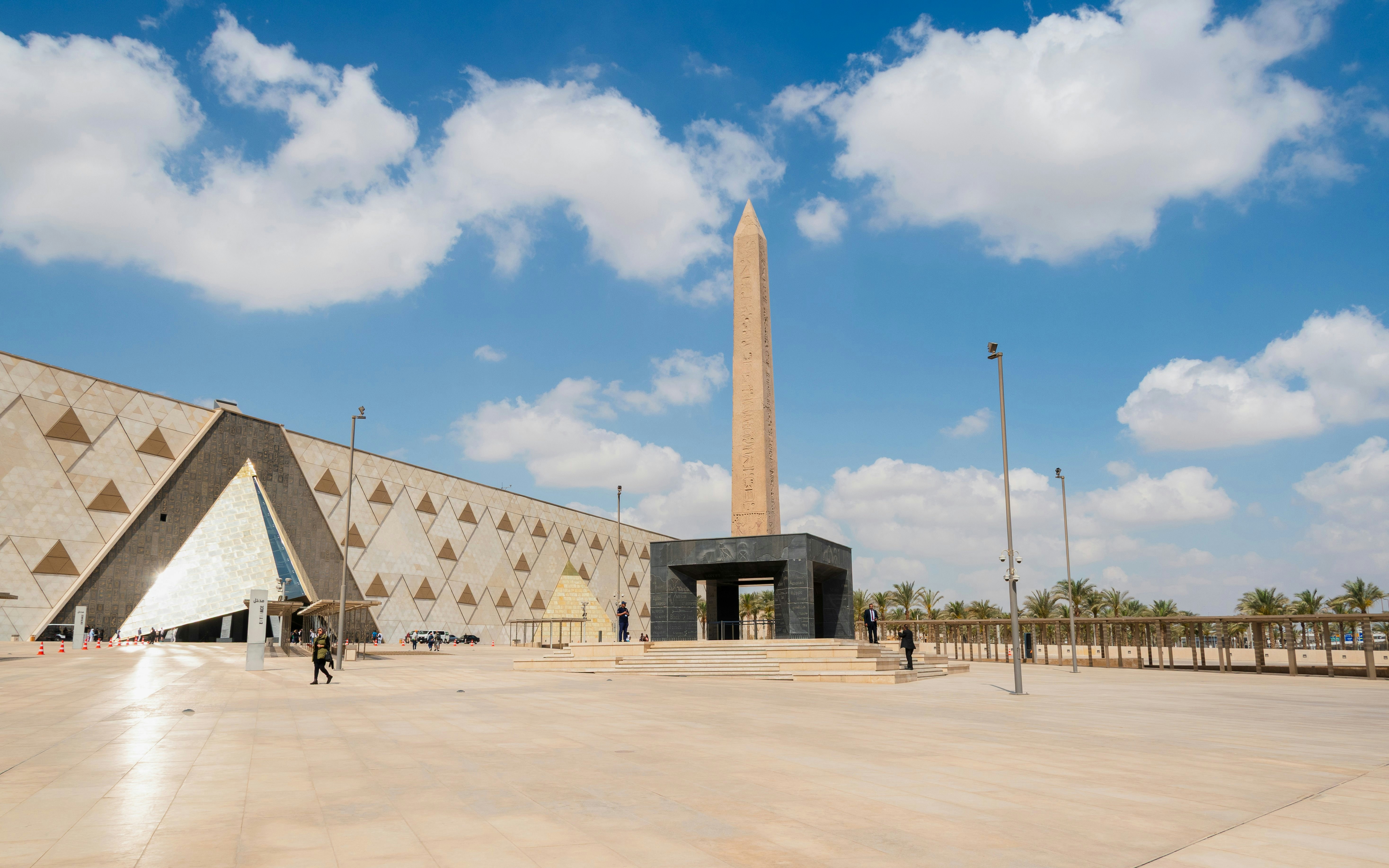 Hanging Obelisk at the entrance of the Grand Egyptian Museum, Cairo.