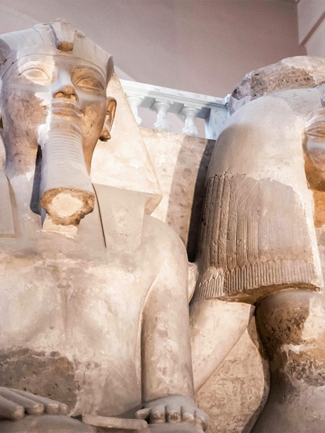 Restored statues on display at the Grand Egyptian Museum, Egypt.