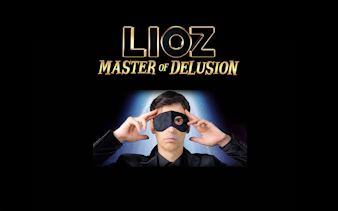 Lioz - Master of Delusion promotional image with performer holding a mask.