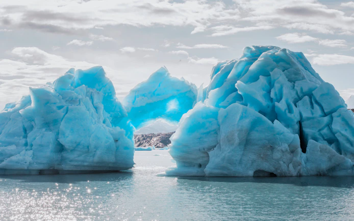 Glacial arch and ice formations on the Spirit of the Glaciers tour.