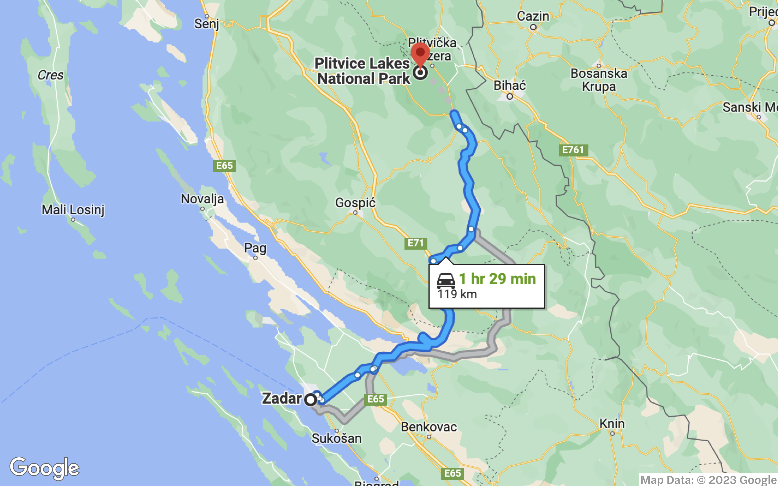 Reaching Plitvice Lakes National Park by Car