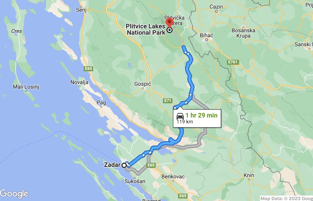 Reaching Plitvice Lakes National Park by Car