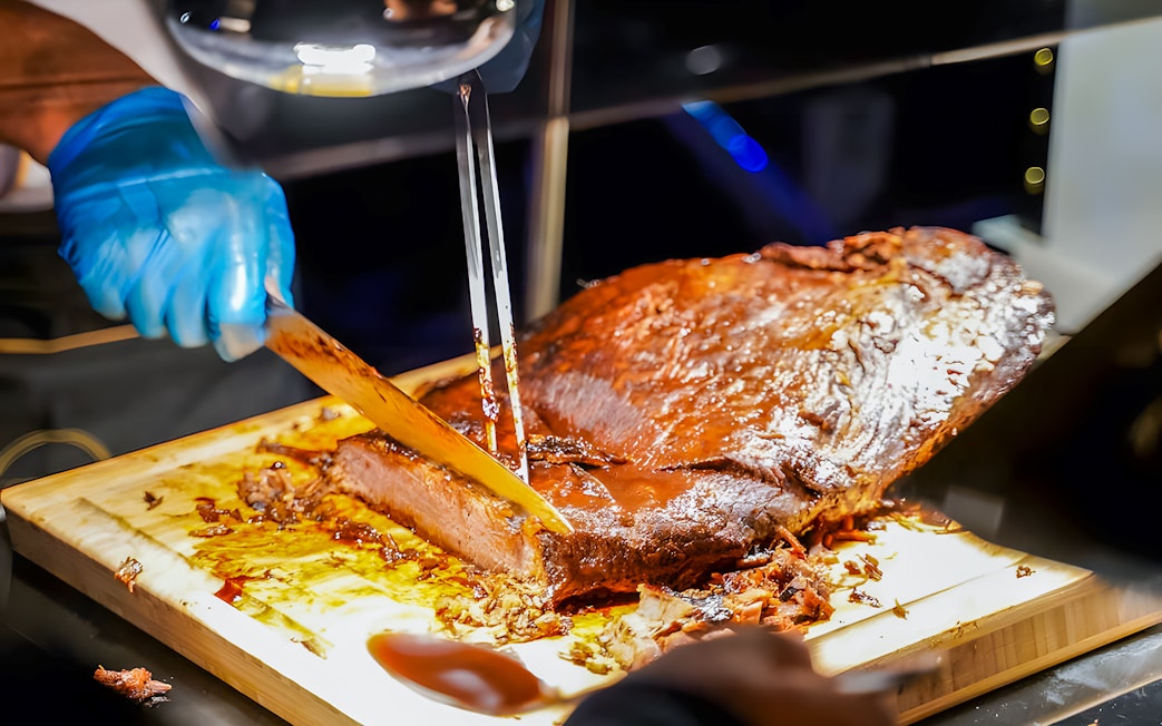 Barbecue station on 2-hour luxury dhow dinner cruise in Dubai.