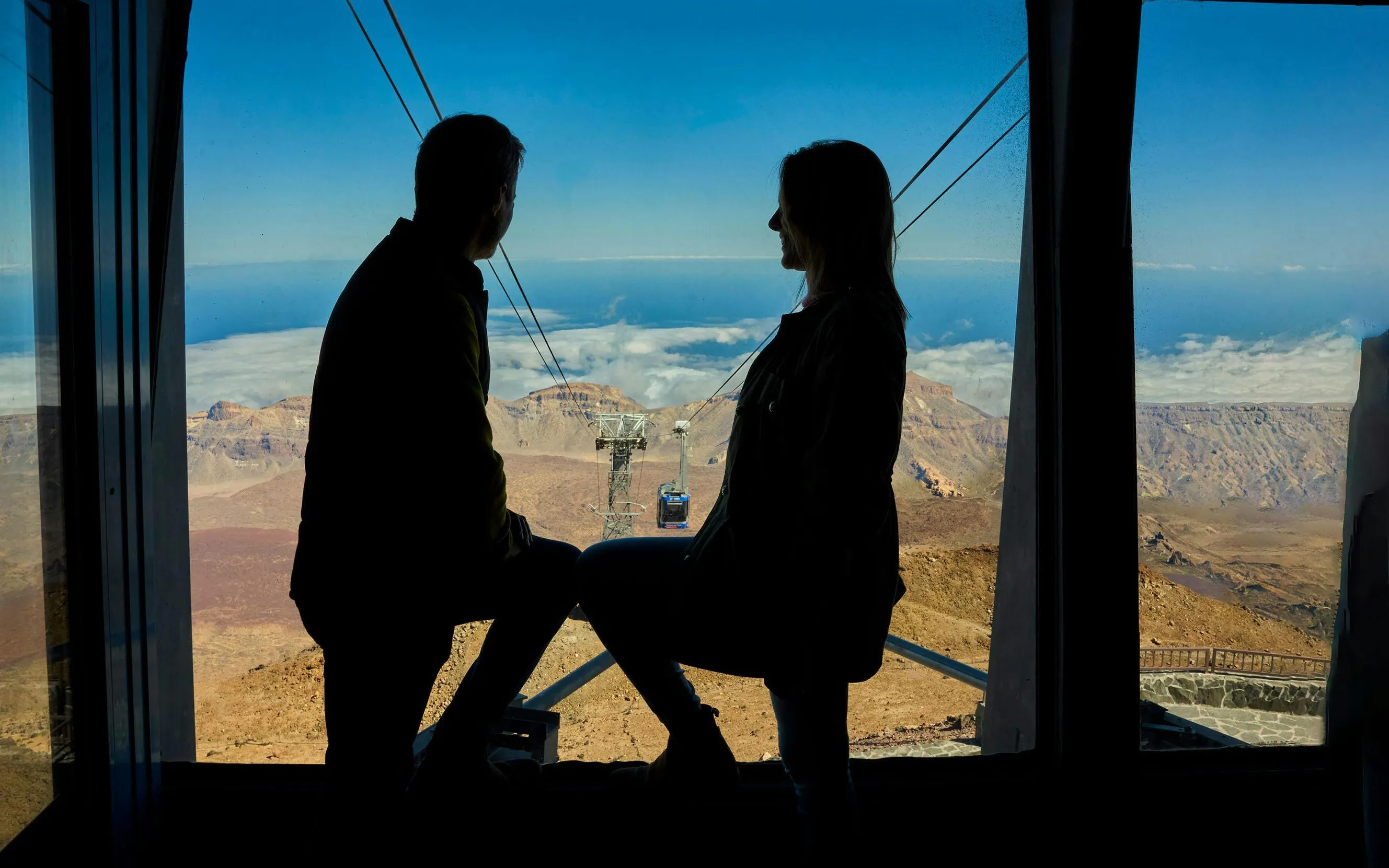 Guests enjoying the view from Mount Teide cable car, Tenerife.
