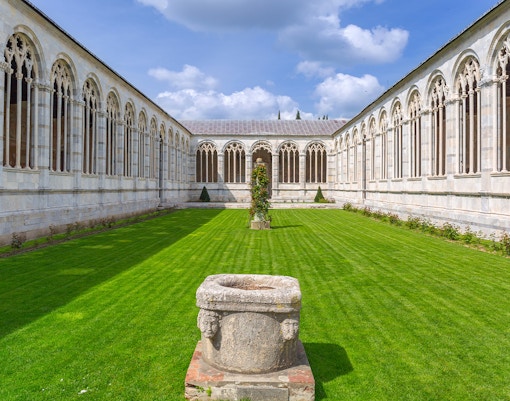 Architecture of the Pisa Camposanto located inside Pisa Cathedral Square
