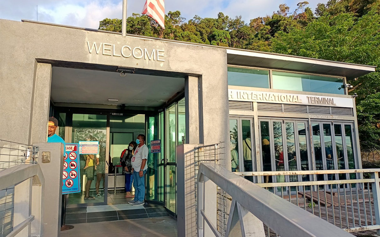 Telaga Harbour Langkawi ferry terminal entrance for Koh Lipe route.