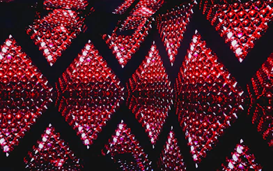 Red geometric light display at MIRACLEWORLD Osaka.