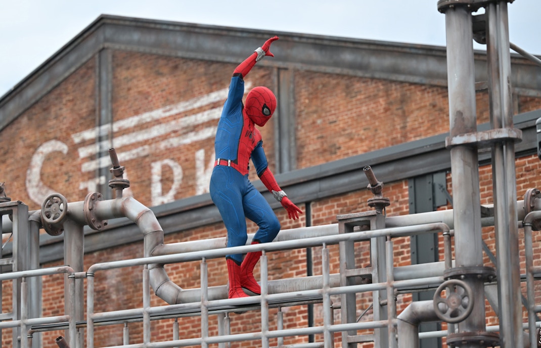 Spider-Man W.E.B. Adventure ride at Disneyland featuring interactive superhero experience.