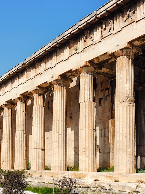 Temple of Hephaestus with Doric columns, Ancient Agora, Athens, Greece.