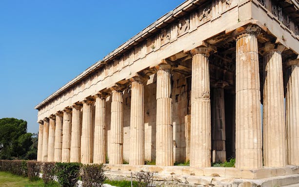 Temple of Hephaestus with Doric columns, Ancient Agora, Athens, Greece.